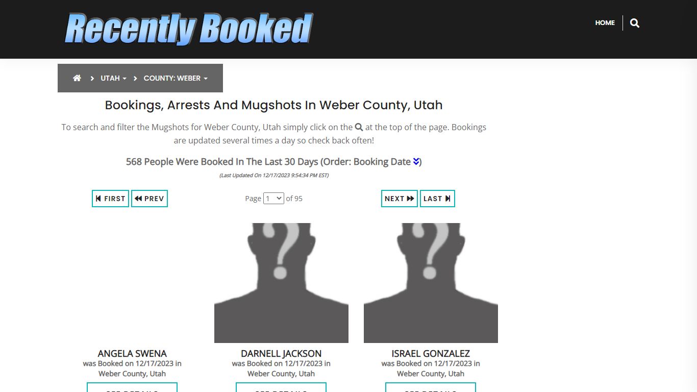 Recent bookings, Arrests, Mugshots in Weber County, Utah - Recently Booked